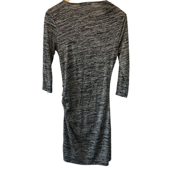 SUZY SHIER Heather Grey Cross Front Wrap Knee Length Scrunch Side Dress - Picture 3 of 8